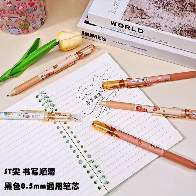 인터넷 셀러브리티 카피바라 럭키드로우 펜 중립펜 인스 하이밸류 진방투안 학생 감압 수성펜 블랙