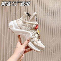 高版本驴家老爹鞋女弓形厚底牛皮纯原增高松鞋糕底运动休闲鞋子