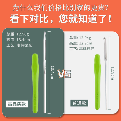 Colorful TPR soft handle aluminum crochet set handmade diy solid knitted crochet sweater crochet wholesale metal crochet hook