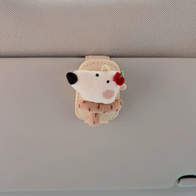 and Ticket Holder, Car Glasses Clip/Bill Clip - apple-scarf-dogbeige-glasses-clip