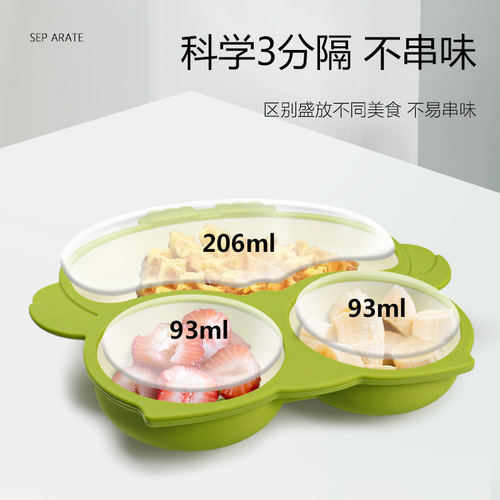 Silicone Baby Plate for Infants and Toddlers - Cartoon Owl Pattern Tableware - Child-Friendly Food-Grade Silicone Divided Suction Bowl