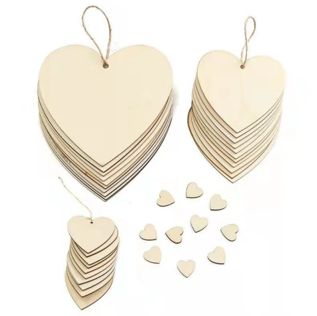 Оптовая День Святого Валентина ручная роспись DIY маленькие деревянные кусочки семейный турник вечеринка в форме любви лазерный деревянный кулон