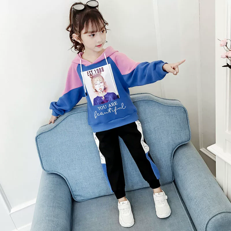 Весенний костюм из двух частей для девочек 2022 года, новый весенне-осенний детский западный стиль, Корейская Осенняя модная Мода для больших детей
