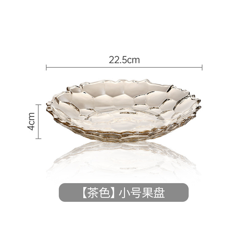 Plato de frutas de lujo ligero plato de frutas de vidrio creativo mesa de té de sala de estar doméstica moderna plato de frutas secas semillas de melón dulces platos de bocadillos