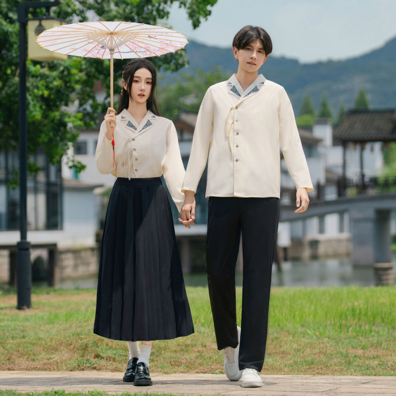 2025 Autumn and Winter School Uniforms New National Style Embroidery Design Retro Tassel Tops for Primary and Secondary School Students Poetry Reading