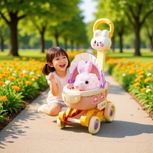 电动毛绒狗毛萌兔手推车走路摆耳朵仿真叫声幼儿园礼物公仔