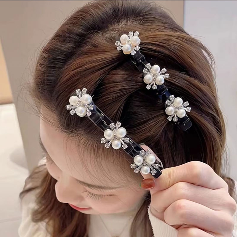 新しい四つ葉のクローバーのアヒルのくちばしクリップ、編み込みヘアクリップ、サイド編み込み二重層前髪クリップ、散らかった髪の装飾品を整理します。|undefined