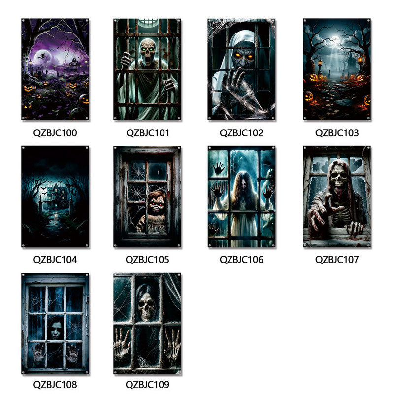 Qzbjc100-109 Cross-Border Temu Halloween Curtain Window Cover Horror Decoration Festival Party Wall Door Decoration Cloth Qzbjc100-109 Cross-Border Temu Halloween Curtain Window Cover Horror Decoration Festival Party Wall Door Decoration Cloth