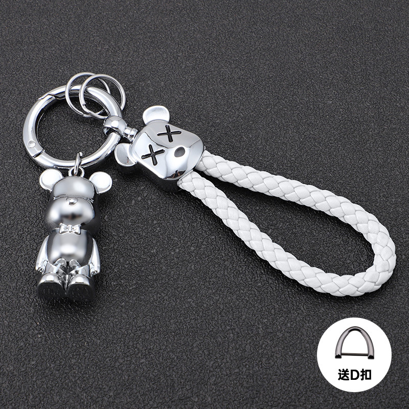 Oso violento transfronterizo llavero de coche oso de metal muñeca de alta gama llavero cuerda anti-pérdida, duradero, resistente a los arañazos