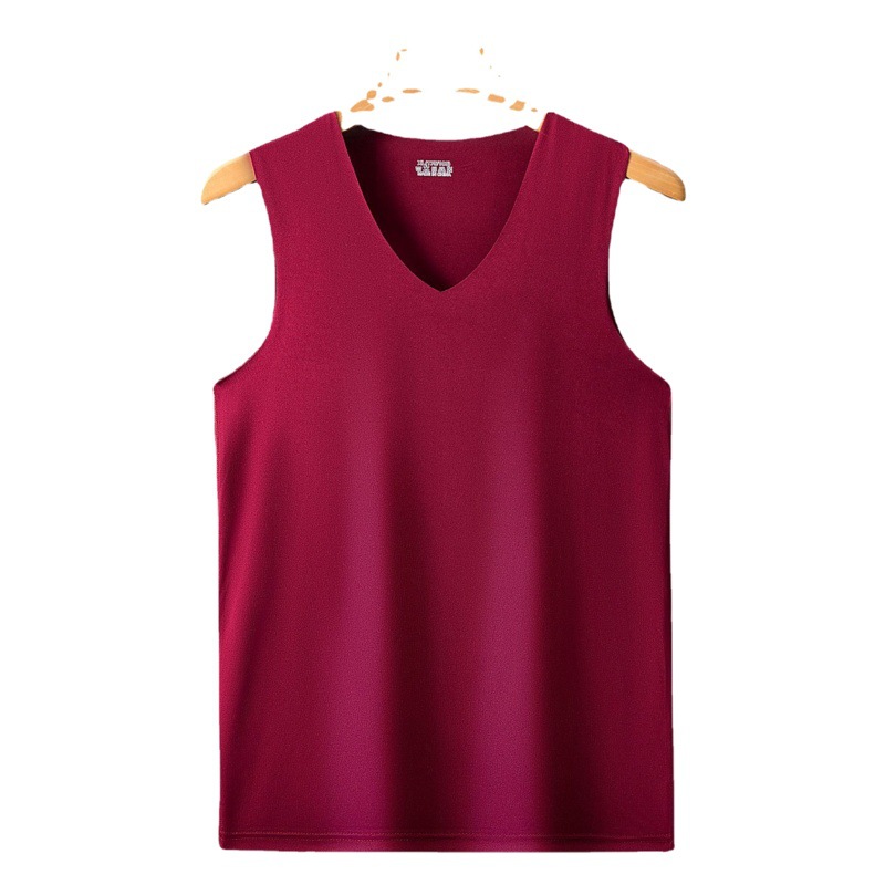 Men's Seamless Sleeveless V-Neck Ice Silk Tight Sports Tank Top, Super Stretchy, Slim Fit, Stylish for Summer