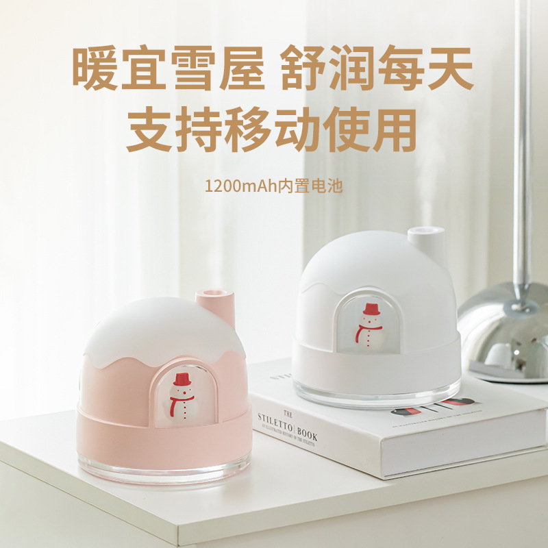 雪屋加湿器ナイトライトusb静音ミニかわいいデスクトップ空気清浄器アトマイザー加湿器ギフト|undefined