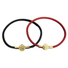 周家同款3毫米钢丝绳不锈钢福字手链3D硬金配件DIY饰品幸运红手绳