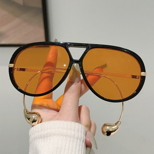 2025 cross-border new double beams with steel balls fashionable sunglasses European and American personality toad glasses men and women's same sunglasses