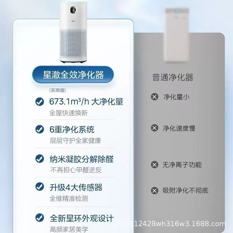 Очиститель воздуха Midea KJ600G-RX600 удаление формальдегида запаха стерилизация дома, WiFi умный уход