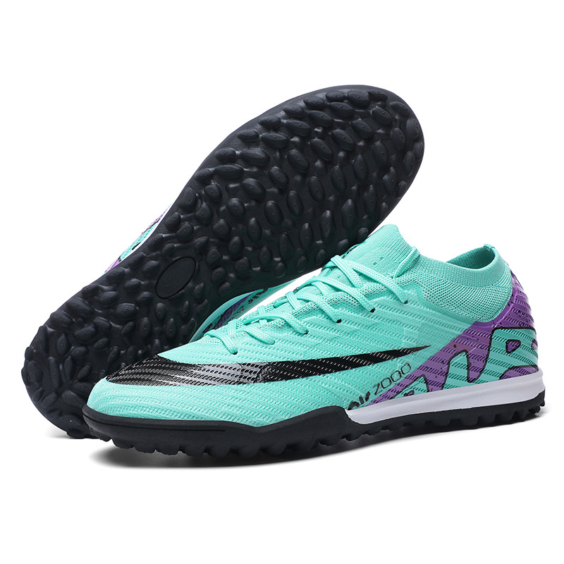 Zapatos de fútbol transfronterizos de alto bajo para hombres y mujeres, zapatos de entrenamiento de fútbol de clavos, zapatos deportivos juveniles