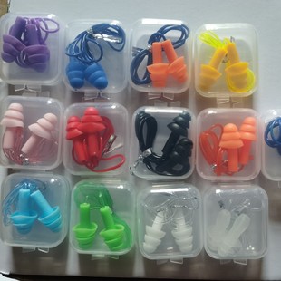 Anti-noise Mushroom Head Swimming Waterproof Earplugs with Rope Spiral Sound Insulation Noise Reduction Silicone Boxed Christmas Tree Earplugs