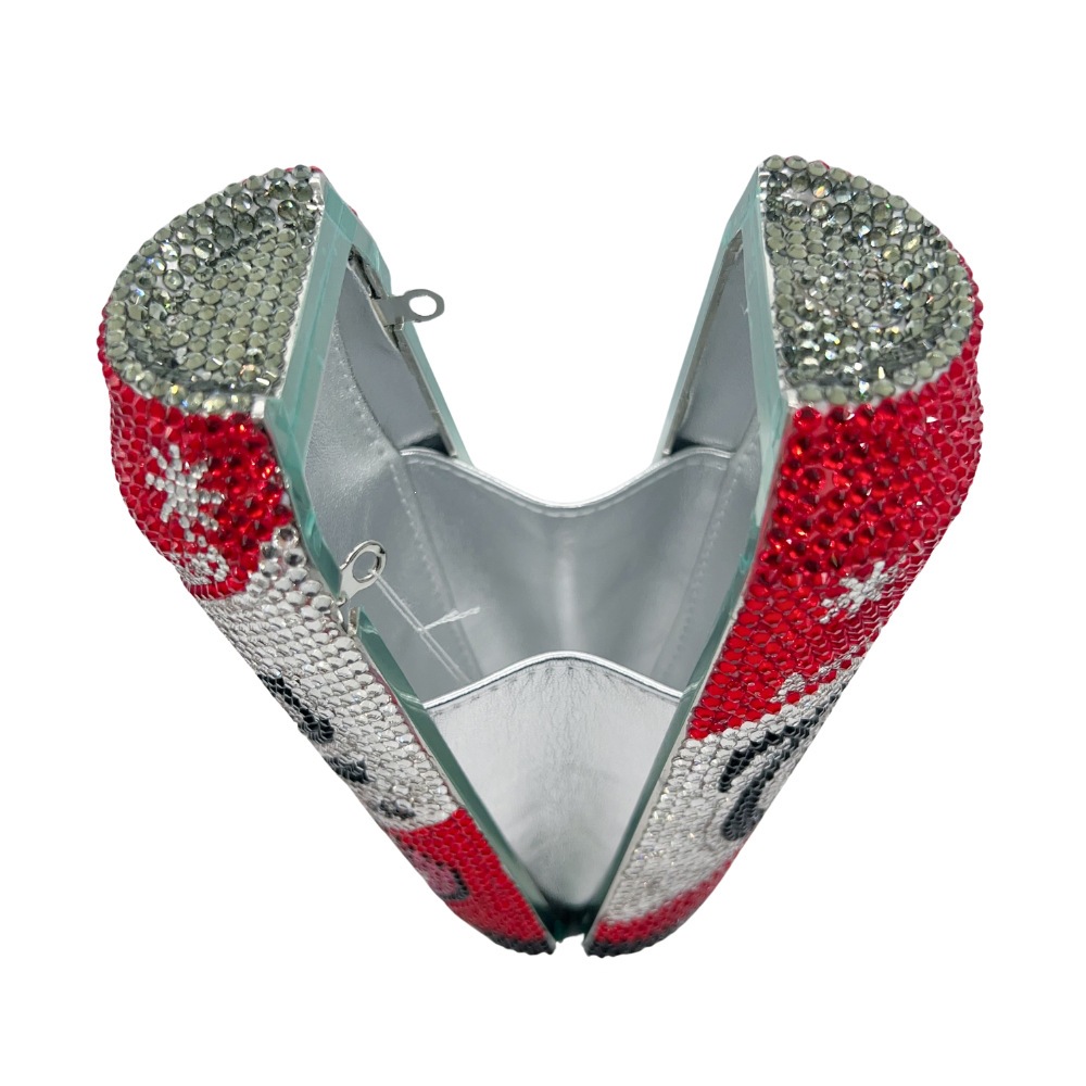 Pop-top cristal clutch nuevo paquete de cena de diamante de goma fácil de tirar, bolso de mano de diamante de mujer