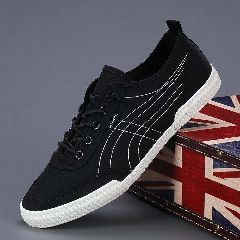 Herren Freizeitschuhe Aus Canvas Schnürschuhe Atmungsaktiv Leicht_voghion.com