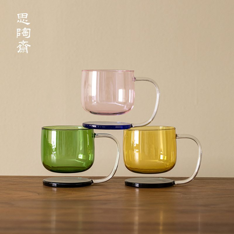 Sitaozhai Two-Color Suspended Glass Cup, High-Quality High Borosilicate Glass Coffee Cup, Large-Capacity Floating Cup for Home Use