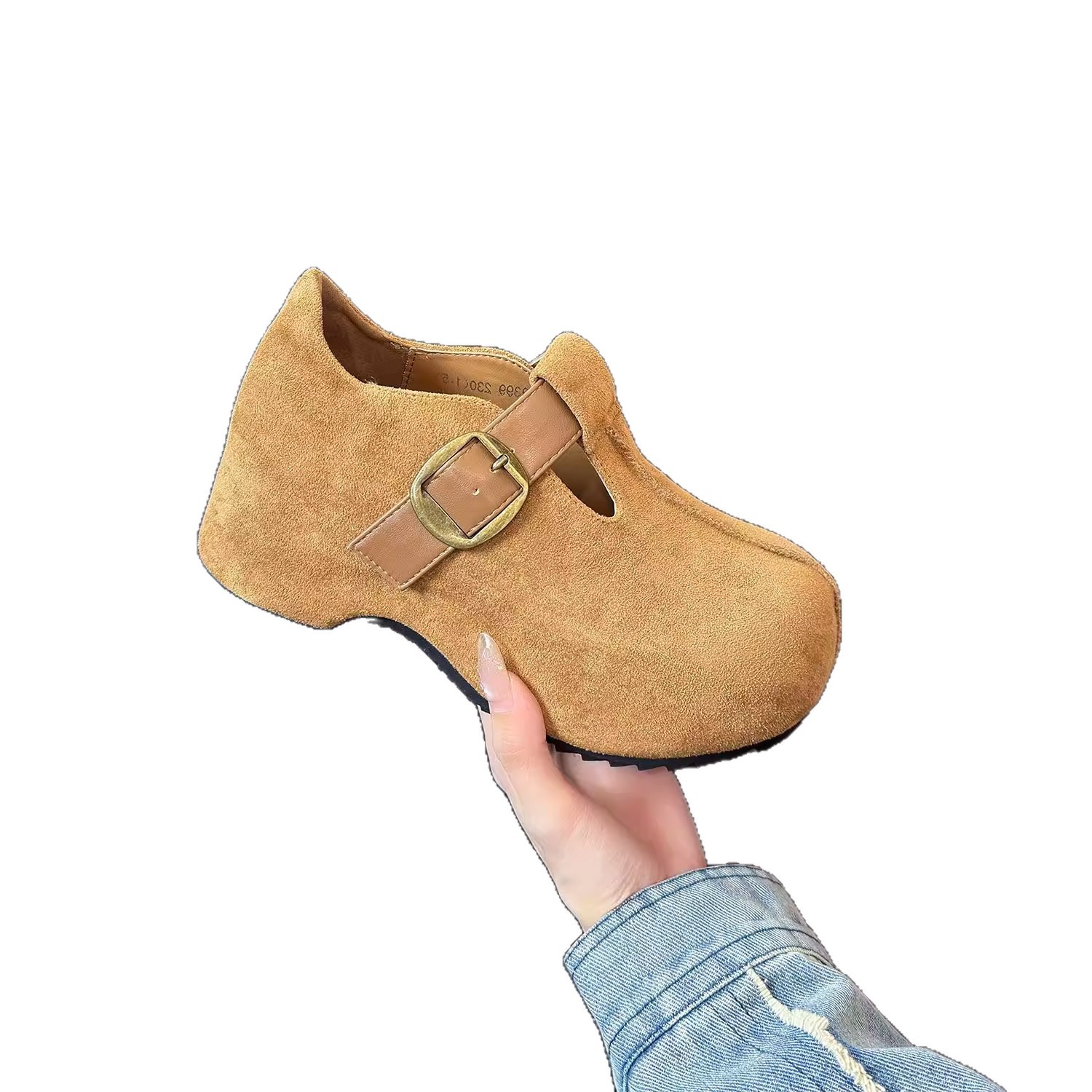 Zapatos retro de piel de vaca esmerizada Bocken para mujeres 2026 nuevos zapatos casuales transpirables de un pie zapatos de mujer