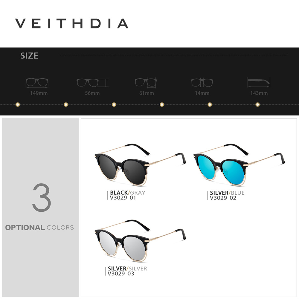 De moda de las mujeres ronda polarizada protección UV TR90 doble círculo ojo gato Gafas Sol 2023 nuevo en stock 3029