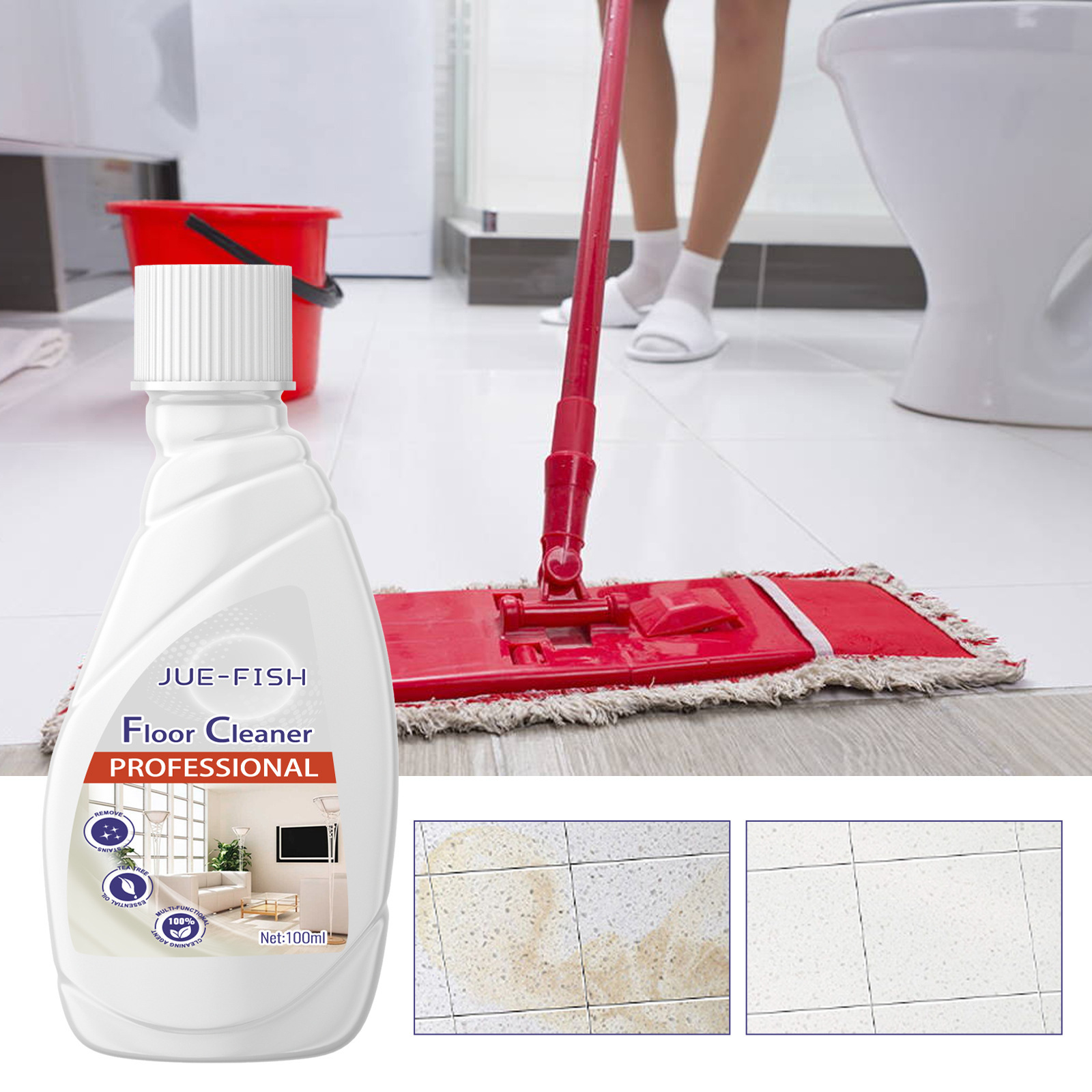 Jue-Fish Floor cleaning liquid Homeskin floor tiles to maintain cleaning, dirt, decontamination, and bright fragrance 4
