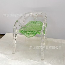 透明餐椅椅子树叶水滴椅环氧树脂凳子餐桌椅餐厅茶椅酒店茶台设计