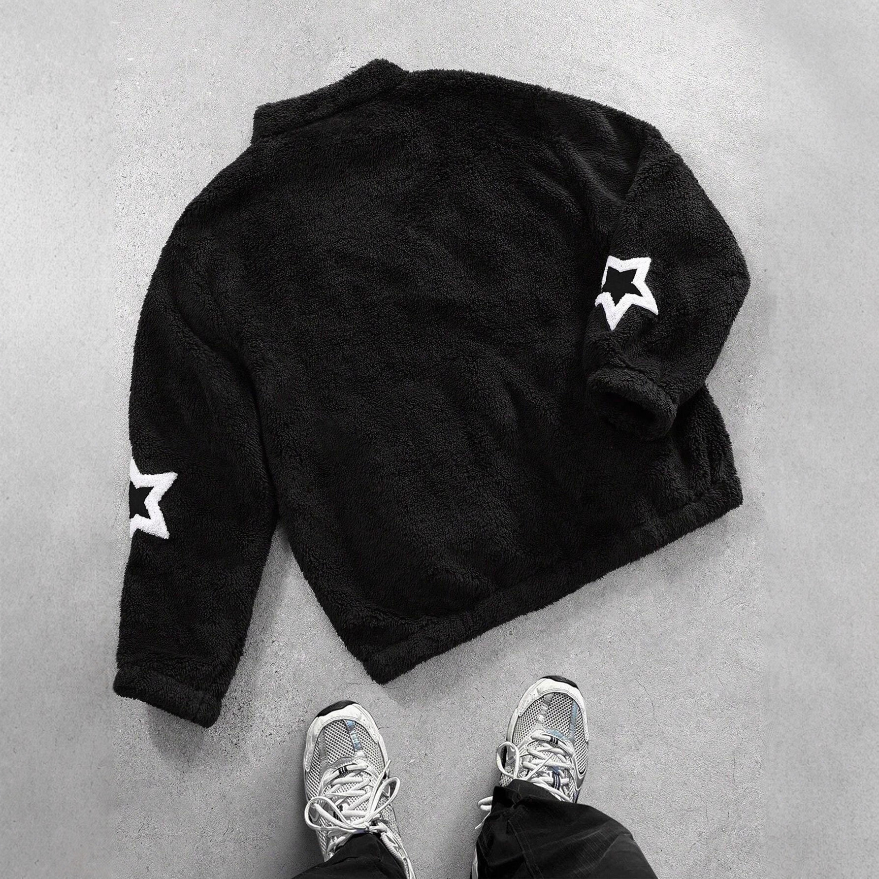 Giacca unisex Y2K Streetwear – Cappotto cardigan ampio con collo alto, capospalla unisex oversize alla moda per autunno e inverno_voghion.com