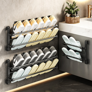 Foldable Shoe Rack Behind the Door for Home Use, Simple Folding Wall-Mounted Storage, Wall-Mounted Bathroom Slipper Shoe Rack on the Door