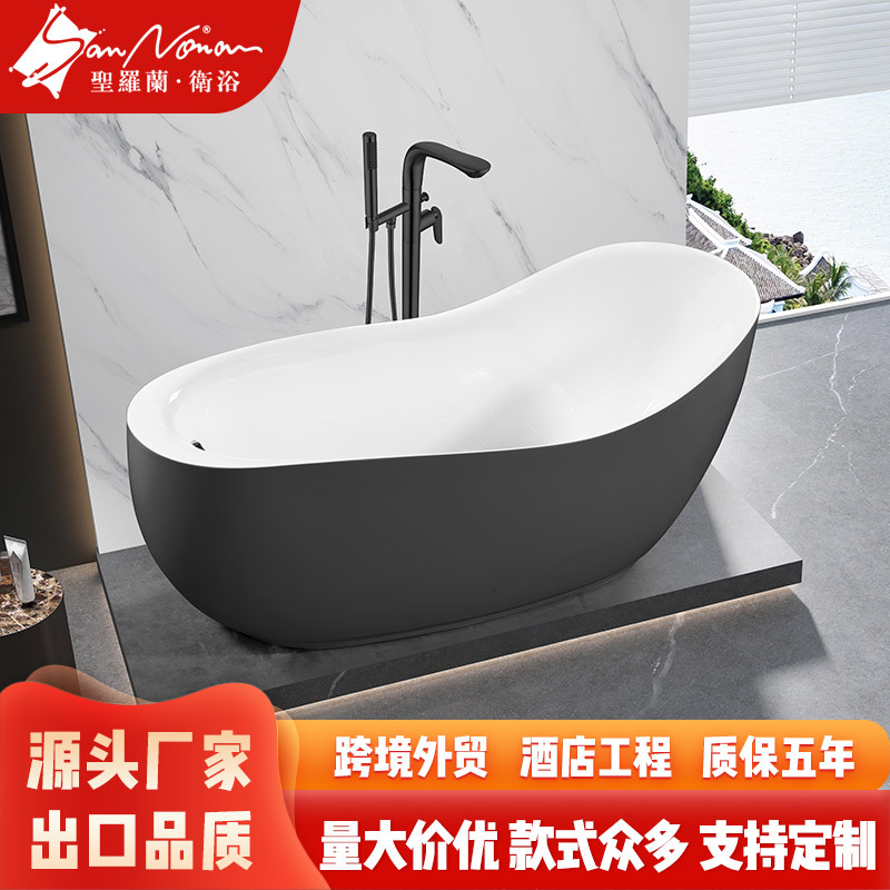 Sannora Bathroom Large Apartment Bathtub Hotel B&B Project Adult Thick Edge Oval Acrylic Bathtub