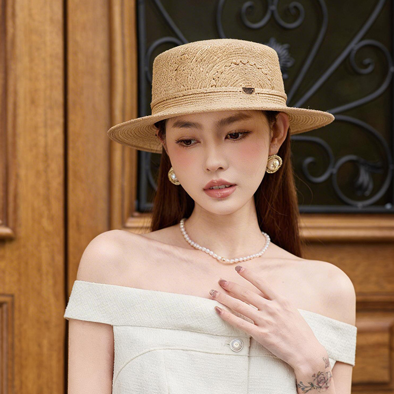Mũ rơm nữ vành rộng phong cách Pháp Old Money, đỉnh phẳng rỗng, che nắng đi biển — Màu sắc