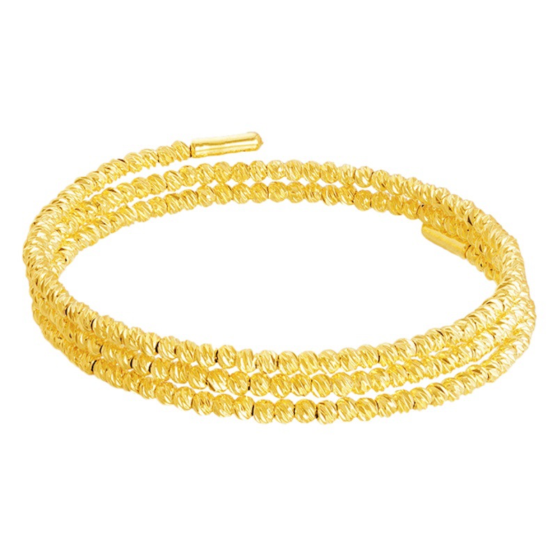 Nuevo estilo de celebridad en línea pulsera de oro Sansheng Sanshi cuentas láser discoteca saltando cuentas pulsera de múltiples capas recuperación de memoria extensible