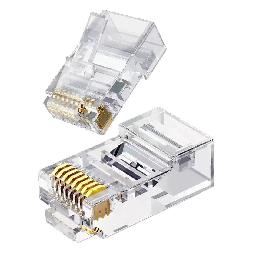 Оптовая продажа производителя Кристаллическая головка категории 5 RJ45 Разъем сетевого кабеля 8p8c неэкранированный позолоченный локоть с кристаллической головкой из чистой меди