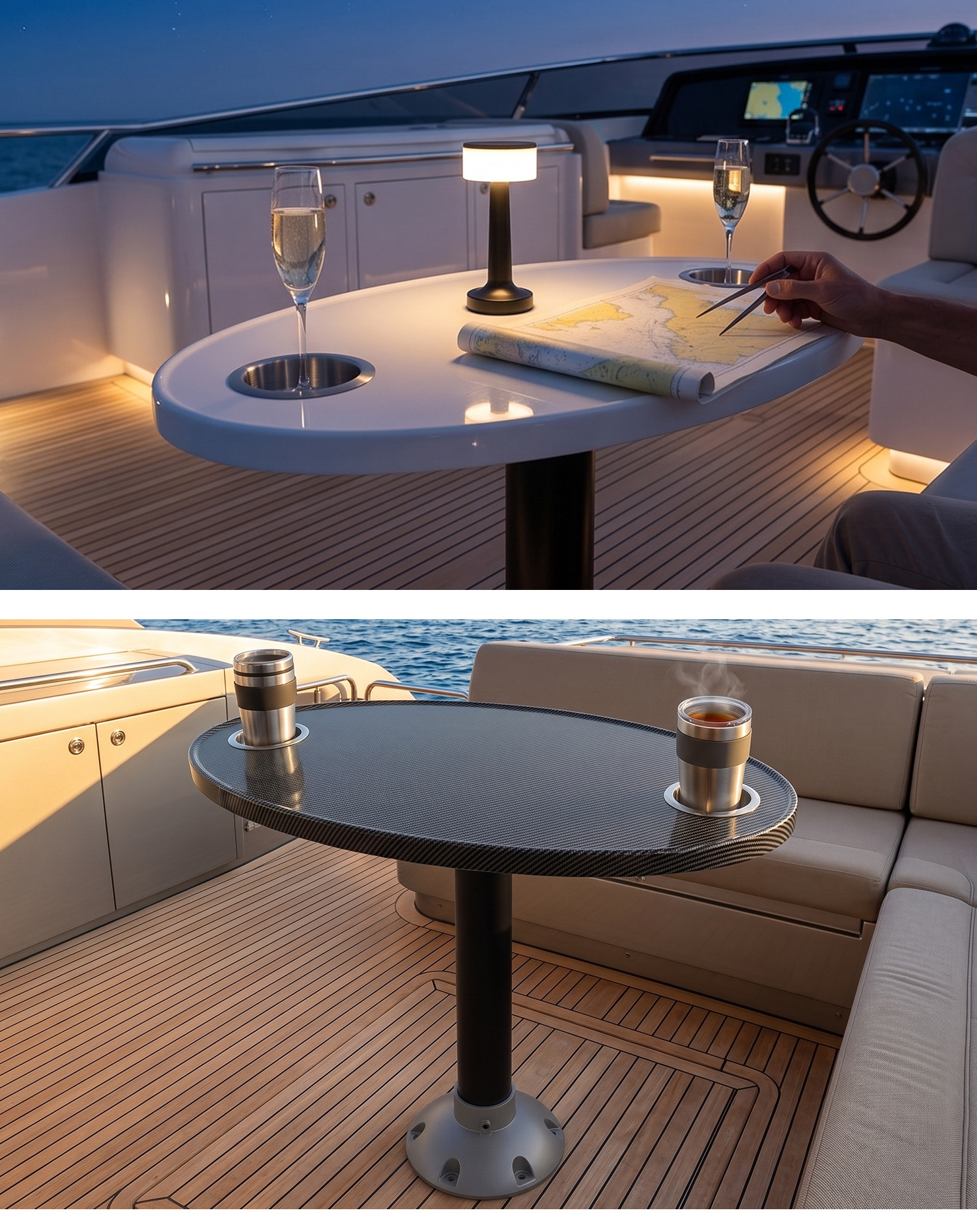 KOETSU Yacht Lightweight Outdoor Table Marine Accessories ABS RV Coffee Table Boat Oval Tea Table