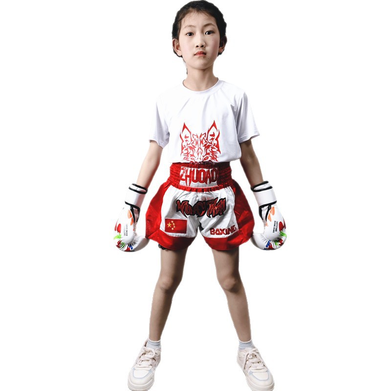 Children's Sanda Free Fighting Training Set Boys' Muay Thai Fighting Pants Institutional Training Shorts T-Shirt