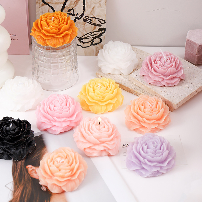 Fragancia de souvenirs con forma de flor de peonía, decoración de velas, ambiente, regalo, día de la madre, flores creativas, velas aromáticas