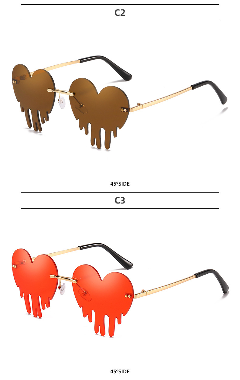 50g Weight Frameless Glasses Structure Sunglasses Classification PC, UV400 Protection Lens Material Special-Shaped Mirror Glasses Style Outdoor, Beach Occasion Heart Shape Pattern All Seasons Season Unisex Gender Novelty, Modern Style Style Novelty Modern Style Heart Shape PC UV400 Protection Special-Shaped Mirror Frameless Women's Sunglasses 7