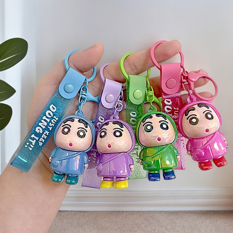 Creative Trendy Cute Raincoat Crayon Shin-Chan 3D Doll Car Keychain Pendant Gift Wholesale Small Gifts