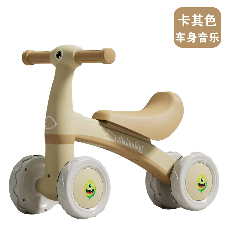 Cuatro ruedas de equilibrio para niños de 1 - 3 años de edad, patineta para bebés sin pedal, caminante anti-rollback, música, luces deslizantes