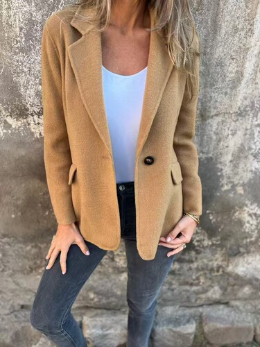 2026 New Arrival In Stock: European and American Cross-Border Women's Autumn/Winter Casual Woolen Lapel Pocket Suit Jacket for Women