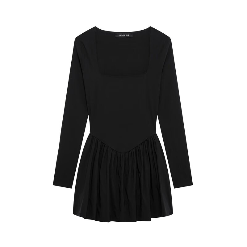 2024 cross-border women's winter new European and American style street fashion balloon version long sleeve mini dress