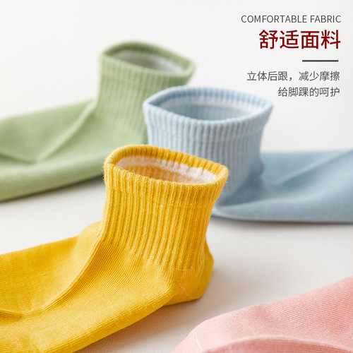 Socks women's socks spring and summer thin polyester boat socks sweat-absorbent Japanese solid color short summer socks trendy