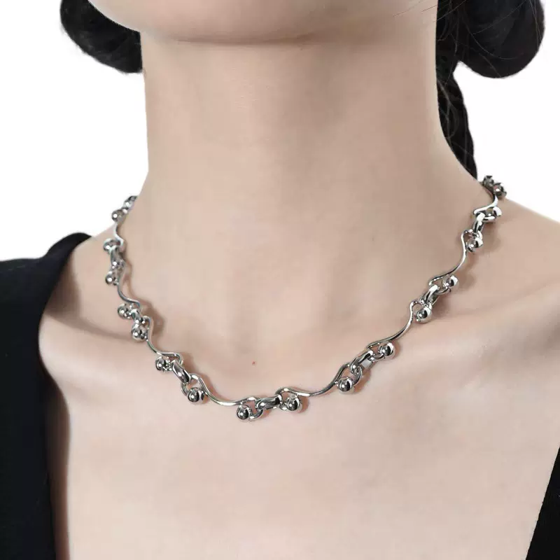 蛇年如意珠珠拼接项链女锁骨链复古轻奢气质高颜值百搭简约饰品