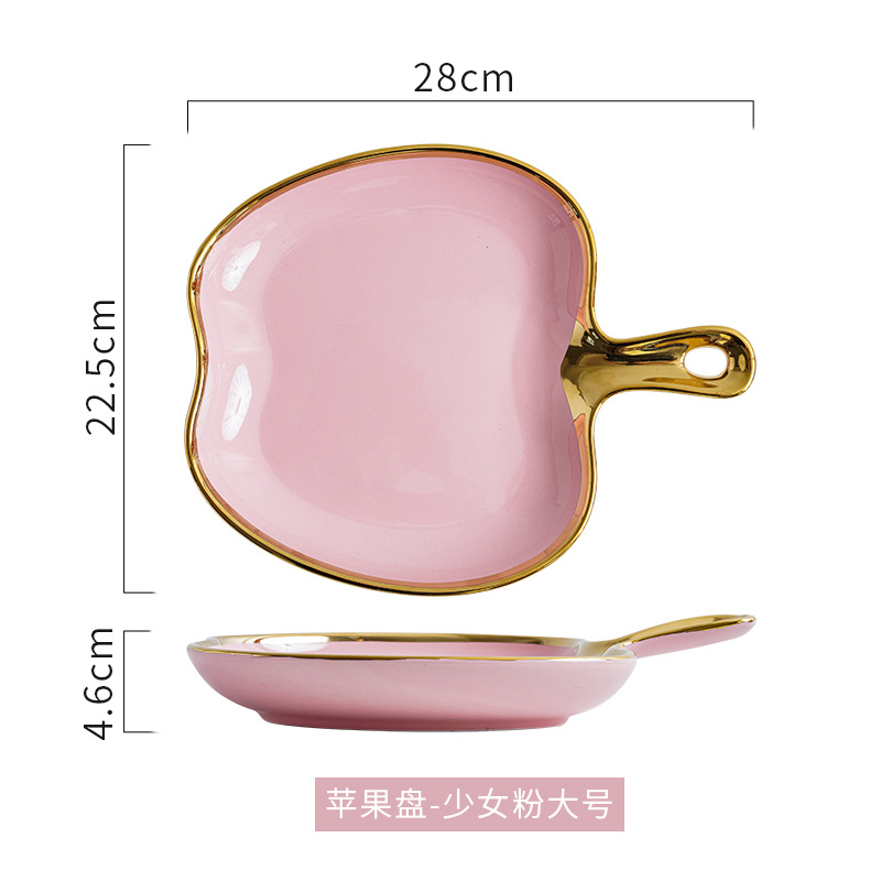 Nordic borde dorado plato de cerámica plato de merienda hogar creativo desayuno placa de pasta ins estilo postre plato de ensalada de frutas