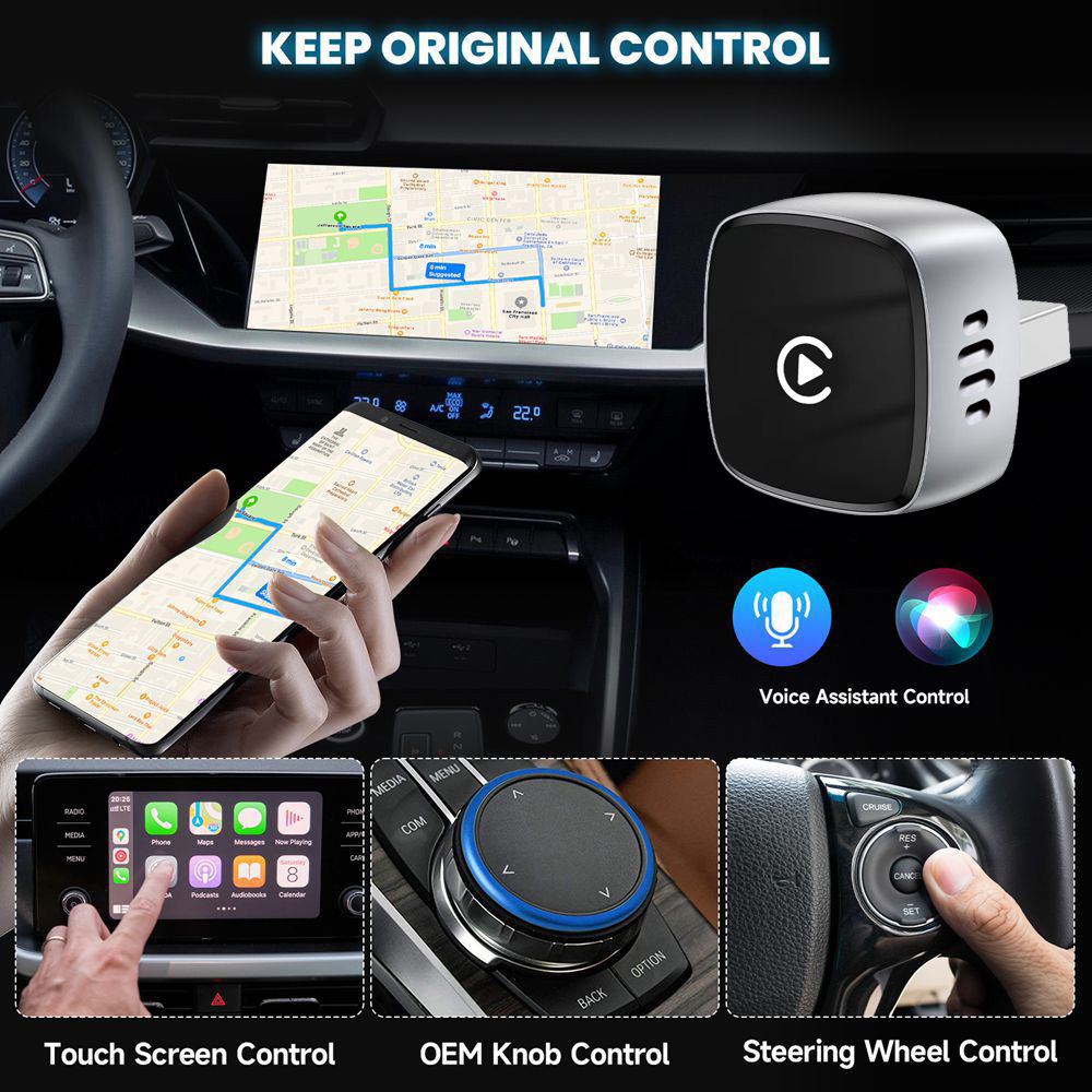 Wireless Carplay Box Compatible with iPhone and Android, Fast and Lag-Free Calling, Android 2in1 Adapter