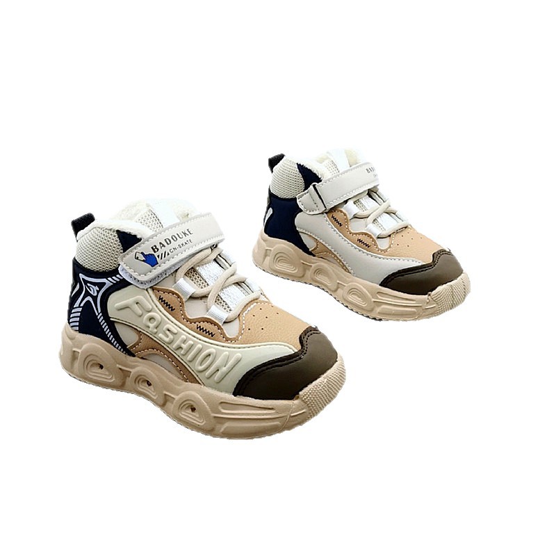 Nuevos zapatos de cuero de algodón con lámpara para niños, zapatos para padres, zapatos deportivos para niños, zapatos de skate de invierno para niños 2025