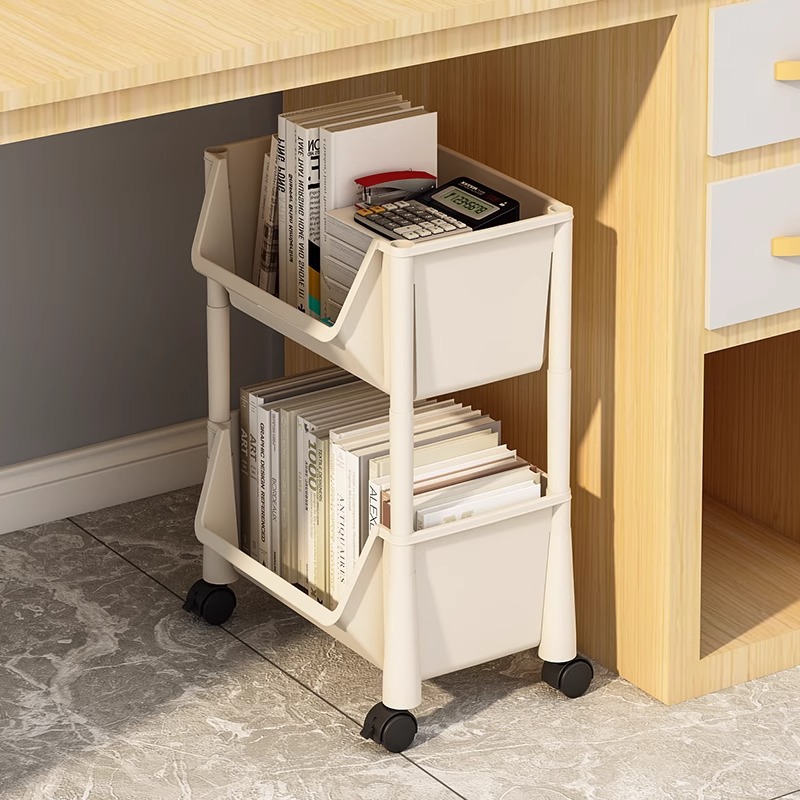 Bookshelf Floor-Standing Storage Rack Multi-Layer Storage Bookcase Storage Cabinet Integrated Book Desktop Removable Living Room Trolley