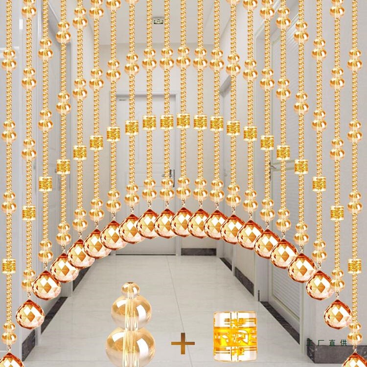Crystal Bead Curtain New Partition Door Curtain Beaded Living Room New Entrance Bathroom Bedroom Gourd Curtain No Drilling Required
