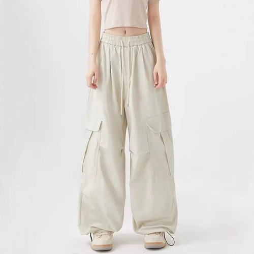 Slim Fit American Style Ins Black Work Pants for Men and Women, Drawstring Design, Casual Wide Leg Pants, Relaxed Fit Jazz Dance Pants