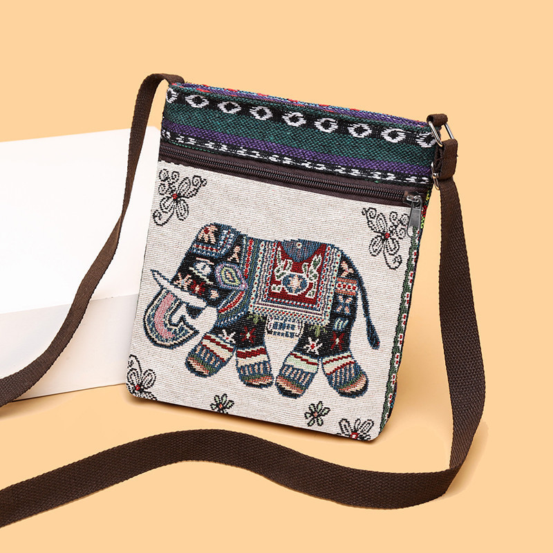 Small bag women's messenger bag canvas bag woven Chinese style cute all-match shoulder bag mobile phone bag Miao small shoulder bag